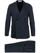 0909 Pinstripe Two Piece Suit - Blue