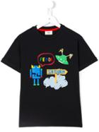 Fendi Kids Space Print T-shirt, Boy's, Size: 12 Yrs, Black