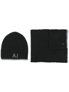 Armani Jeans Beanie And Scarf Set - Black