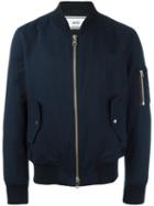 Ami Alexandre Mattiussi Zipped Bomber Jacket, Men's, Size: Medium, Blue, Cotton/linen/flax