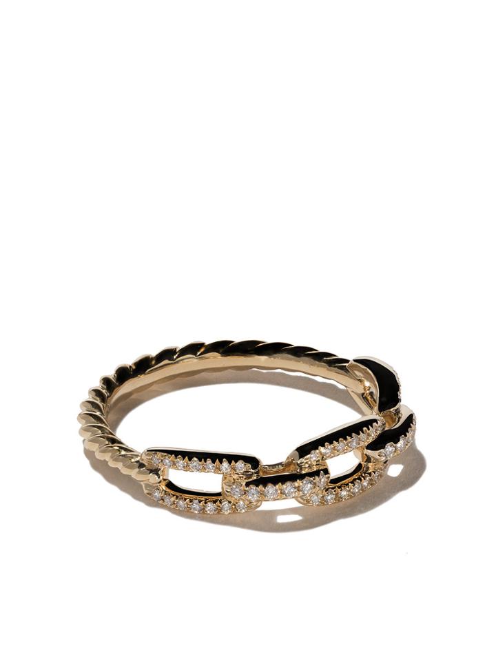David Yurman 18kt Yellow Gold Stax Single Row Pavé Diamond Chain Link