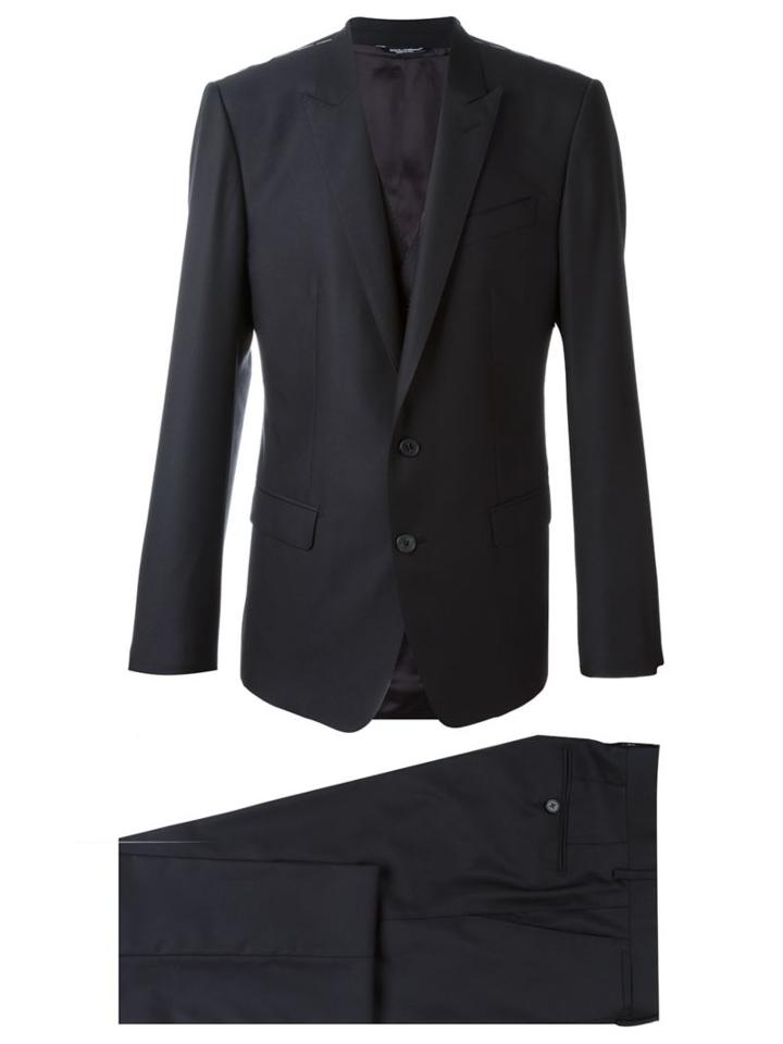 Dolce & Gabbana Two Piece Suit, Men's, Size: 52, Blue, Silk/cupro/viscose/virgin Wool