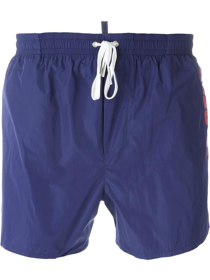 Dsquared2 Beachwear Logo Swim Shorts, Men's, Size: 46, Blue, Polyester