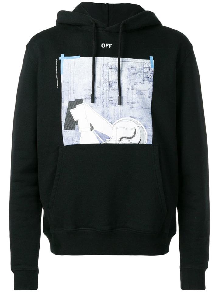 Off-white Architecture Plan Print Hoodie - Black