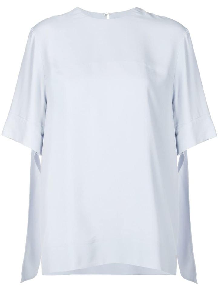 Derek Lam Draped Cuff Silk Georgette Blouse - Blue