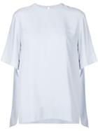 Derek Lam Draped Cuff Silk Georgette Blouse - Blue