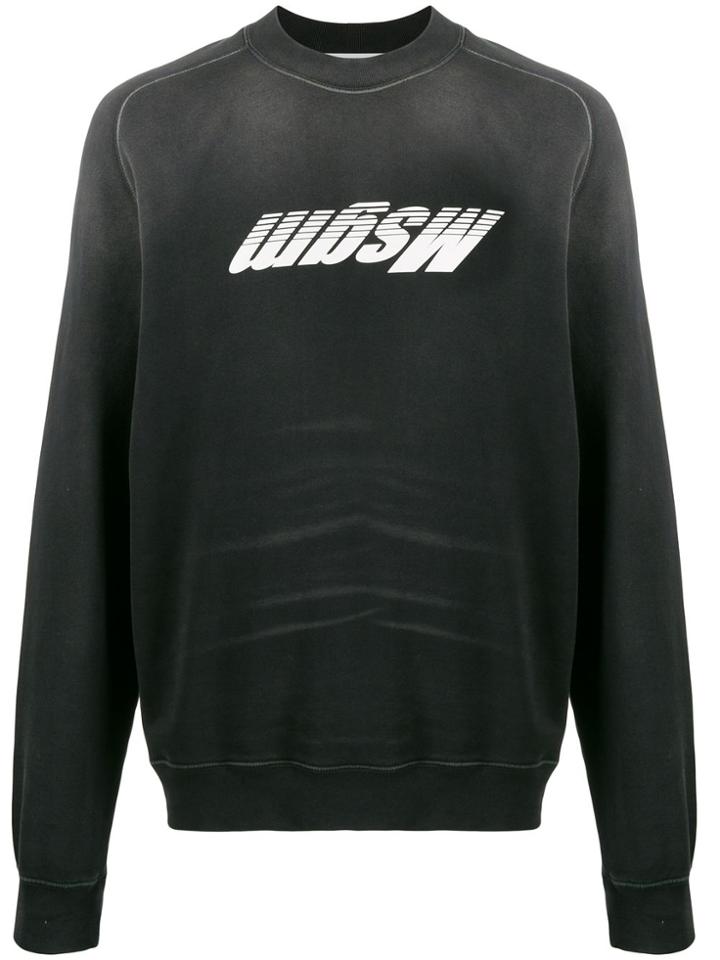 Msgm Distressed Upturned Logo Sweater - Black
