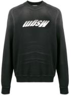 Msgm Distressed Upturned Logo Sweater - Black