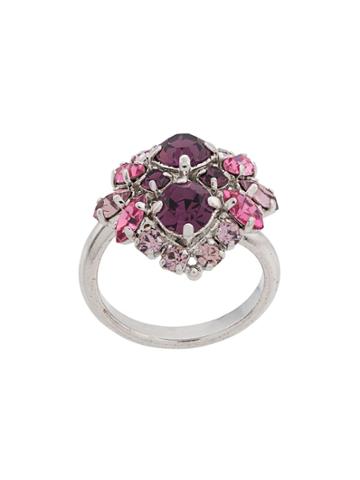 Christian Dior X Susan Caplan 1981 Embellished Ring - Silver