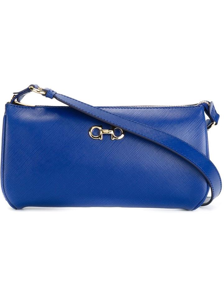 Salvatore Ferragamo Double Gancio Shoulder Bag, Women's, Blue