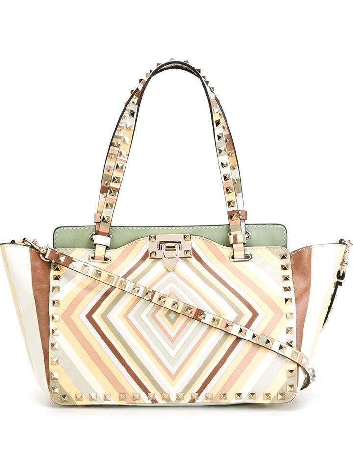Valentino Garavani 'rockstud' Chevron Trapeze Tote