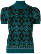 Gucci Vintage 2000's Geometric Knitted Top - Blue