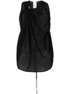Lost & Found Rooms Gathered Sheer Sleeveless Blouse - Black