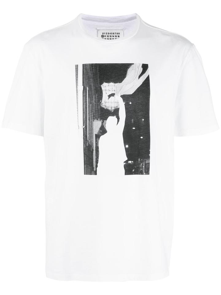 Maison Margiela Printed T-shirt, Men's, Size: 44, White, Cotton