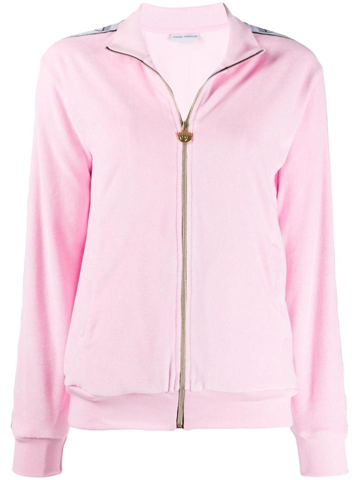 Chiara Ferragni Logo Tape Zipped Sweatshirt - Pink