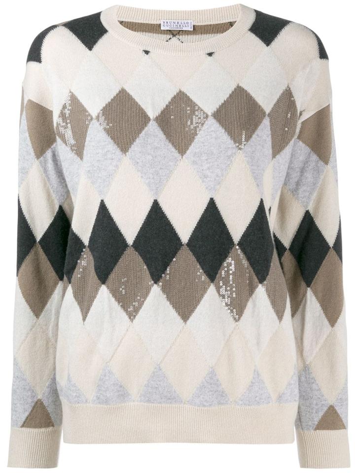 Brunello Cucinelli Relaxed-fit Patterned Jumper - Neutrals
