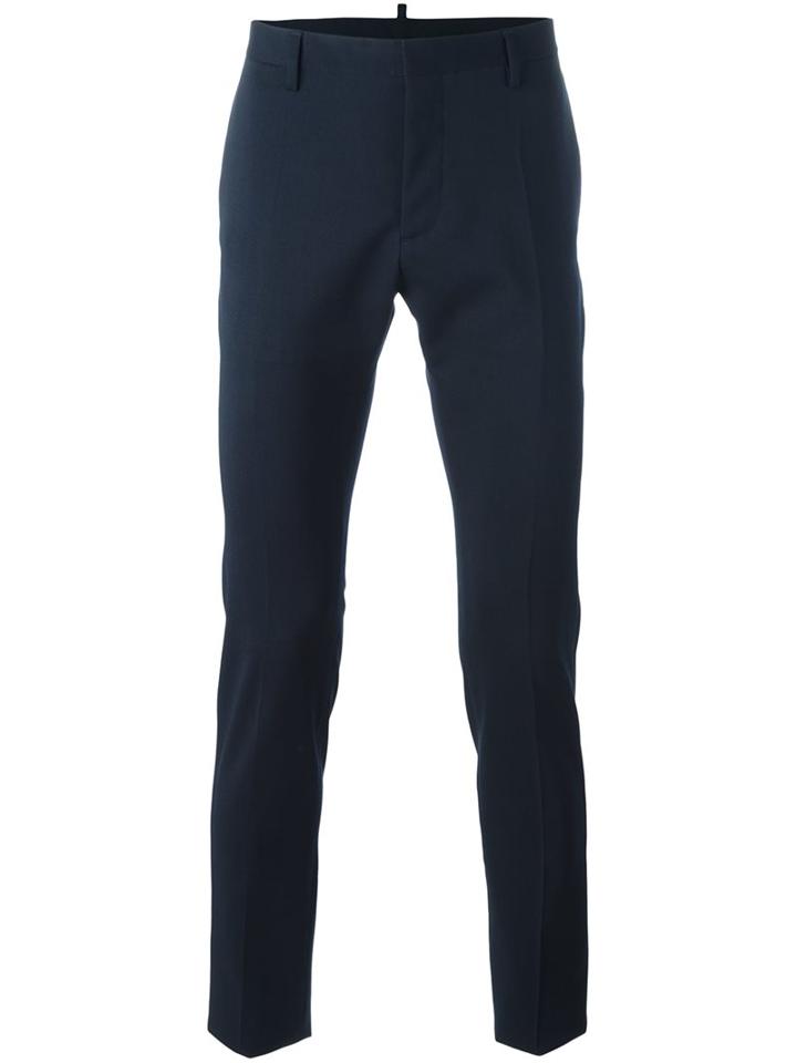 Dsquared2 Skinny Fit Trousers, Men's, Size: 46, Blue, Polyester/spandex/elastane/viscose/virgin Wool