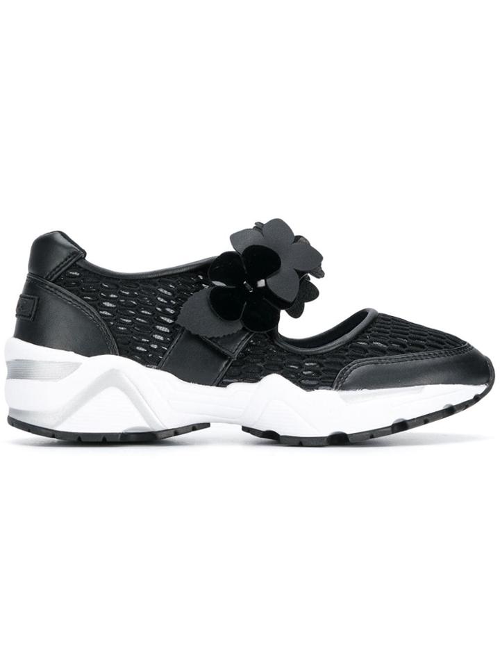 Suecomma Bonnie Flower Detailed Mesh Sneakers - Black