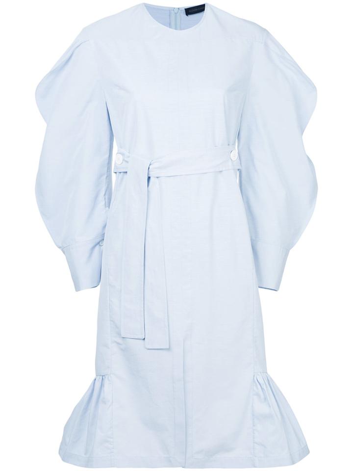 Eudon Choi Belted Puff-sleeved Dress - Blue