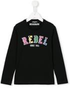 Dsquared2 Kids Embellished Rebel Print T-shirt, Girl's, Size: 12 Yrs, Black