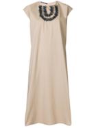 Sofie D'hoore Pintuck Tulle Embellished Sack Dress - Nude & Neutrals