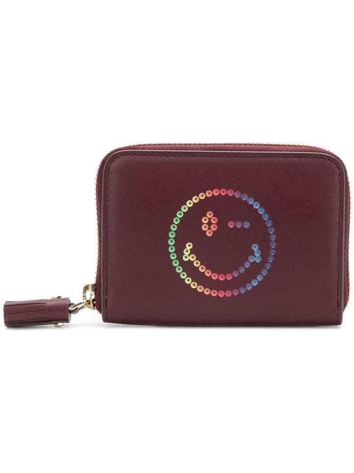Anya Hindmarch Small Zip Round Wallet Rainbow Wink In Claret Circus -