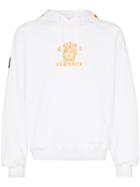 Versace Logo Embroidered Hooded Cotton Jumper - White
