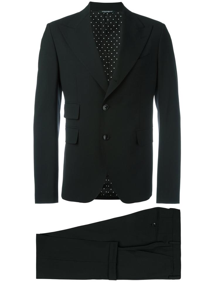 Dolce & Gabbana Formal Suit, Men's, Size: 48, Black, Cotton/spandex/elastane/viscose/virgin Wool