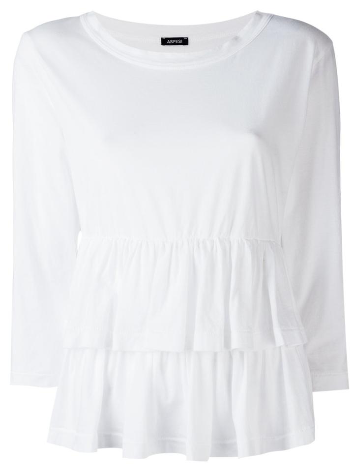 Aspesi - Double Peplum Hem Top - Women - Cotton - S, White, Cotton