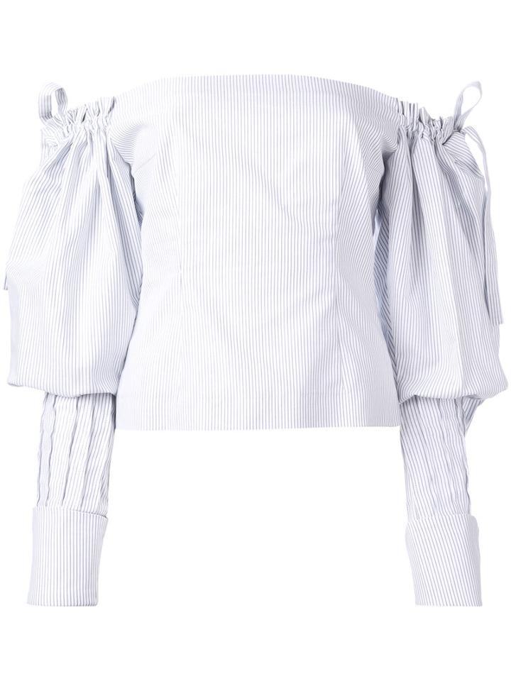Jacquemus Pinstripe Off The Shoulder Top, Women's, Size: 36, White, Cotton