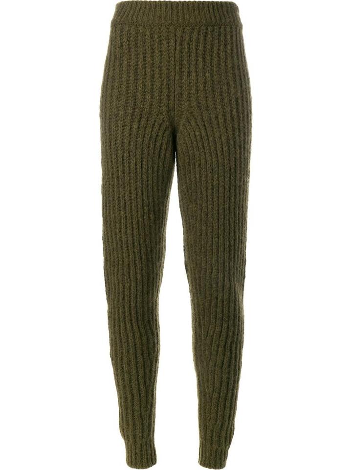 J.w.anderson Ribbed Knit Trousers, Women's, Size: Large, Green, Alpaca/polyamide/virgin Wool