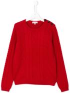 Les Coyotes De Paris Teen Aran Knit Sweater - Red