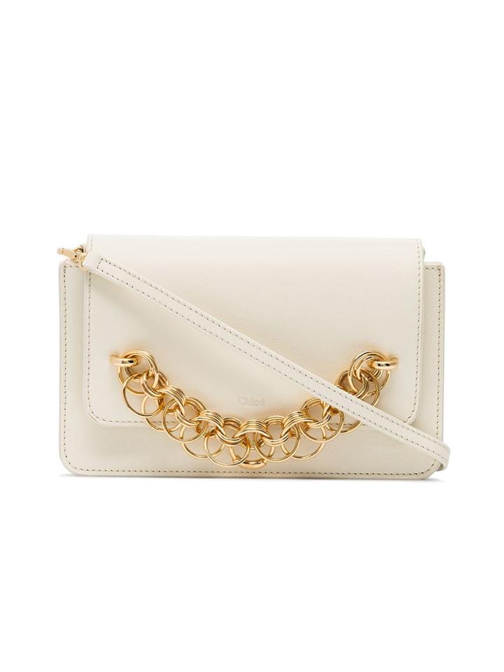 Chloé White Drew Bijou Leather Clutch Bag