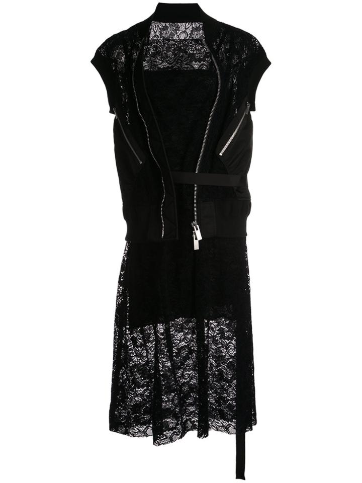 Sacai Mixed Roll-neck Vest Twofer Dress - Blue