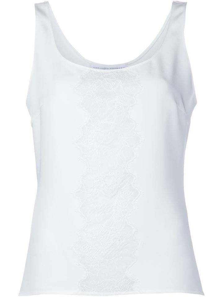 Carolina Herrera Lace Detail Tank Top, Women's, Size: 8, White, Silk