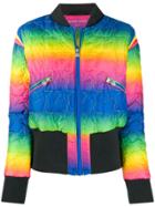 Perfect Moment Glacier Rainbow Quilted Bomber Jacket - Blue