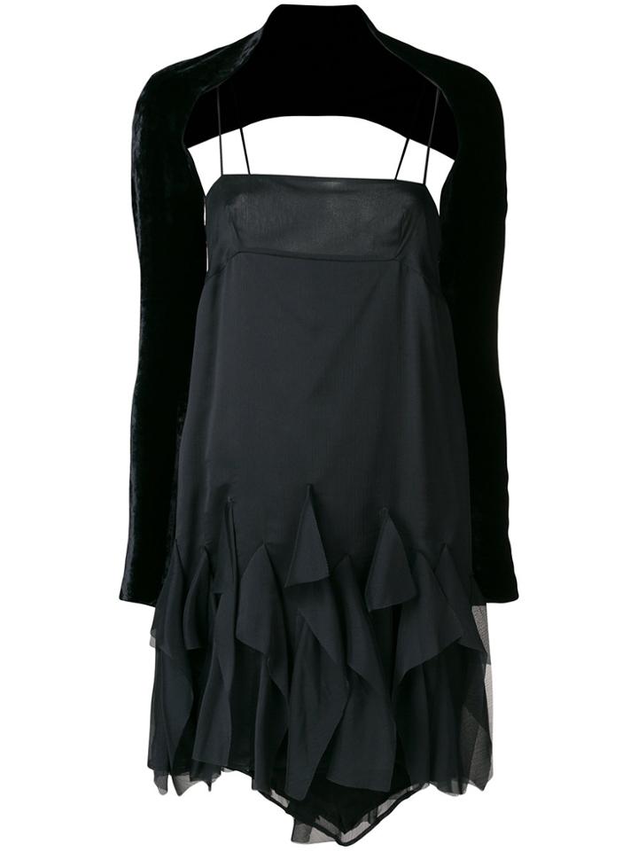 Romeo Gigli Vintage Off-shoulder Flared Dress - Black