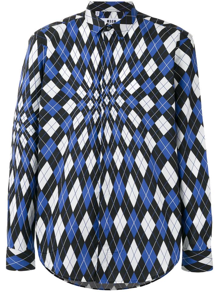 Msgm - Checked Pattern Shirt - Men - Cotton - 41, Blue, Cotton