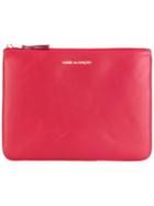 Comme Des Garçons Top Zip Clutch, Adult Unisex, Red, Calf Leather