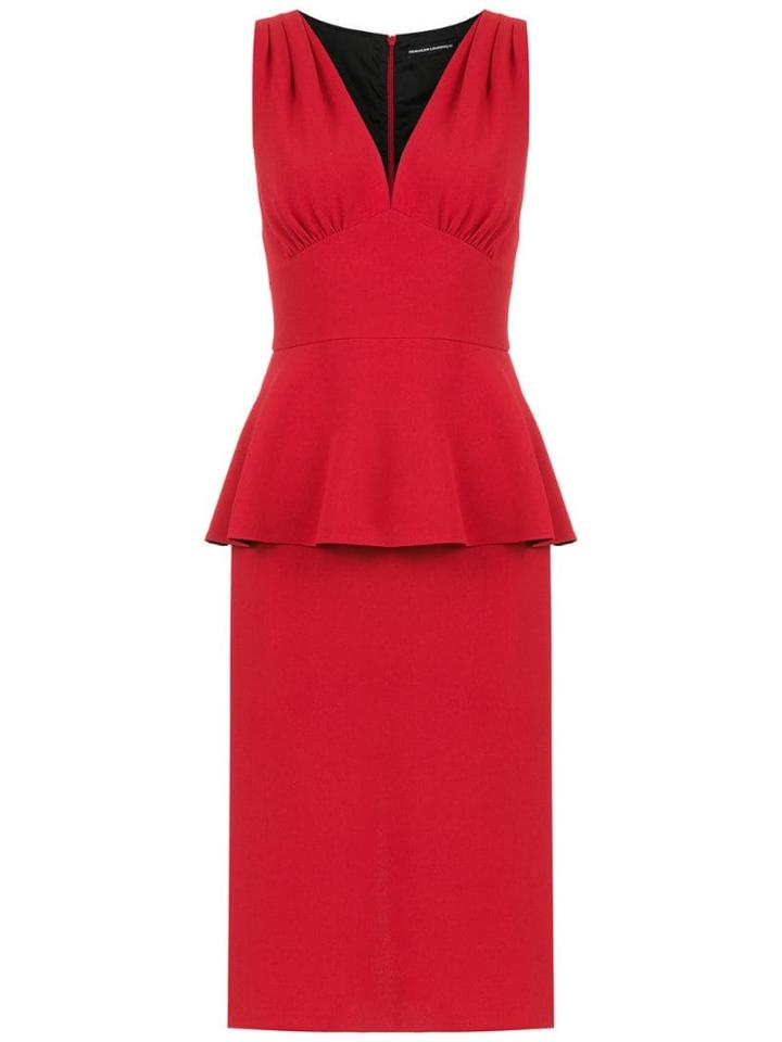 Reinaldo Lourenço Peplum Waist Dress - Red