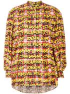 Msgm Slogan Print Check Shirt - Yellow & Orange