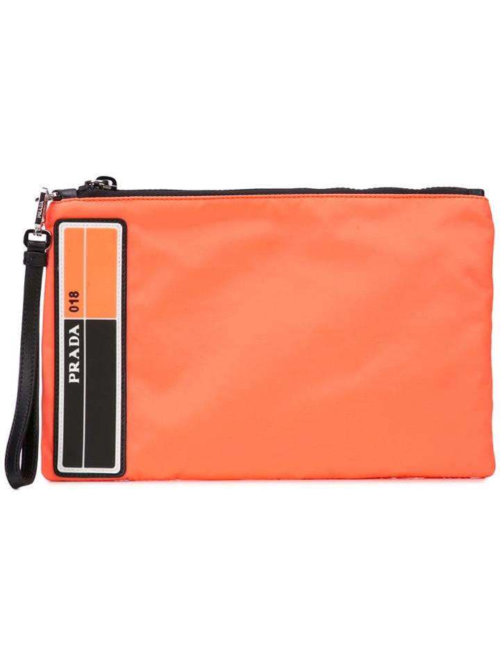 Prada Logo Clutch Bag - Orange