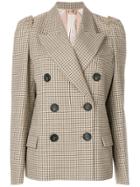 No21 Double Breasted Checked Jacket - Nude & Neutrals
