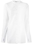 Y-3 Collarless Button Down Shirt, Women's, Size: Small, White, Cotton/polyester