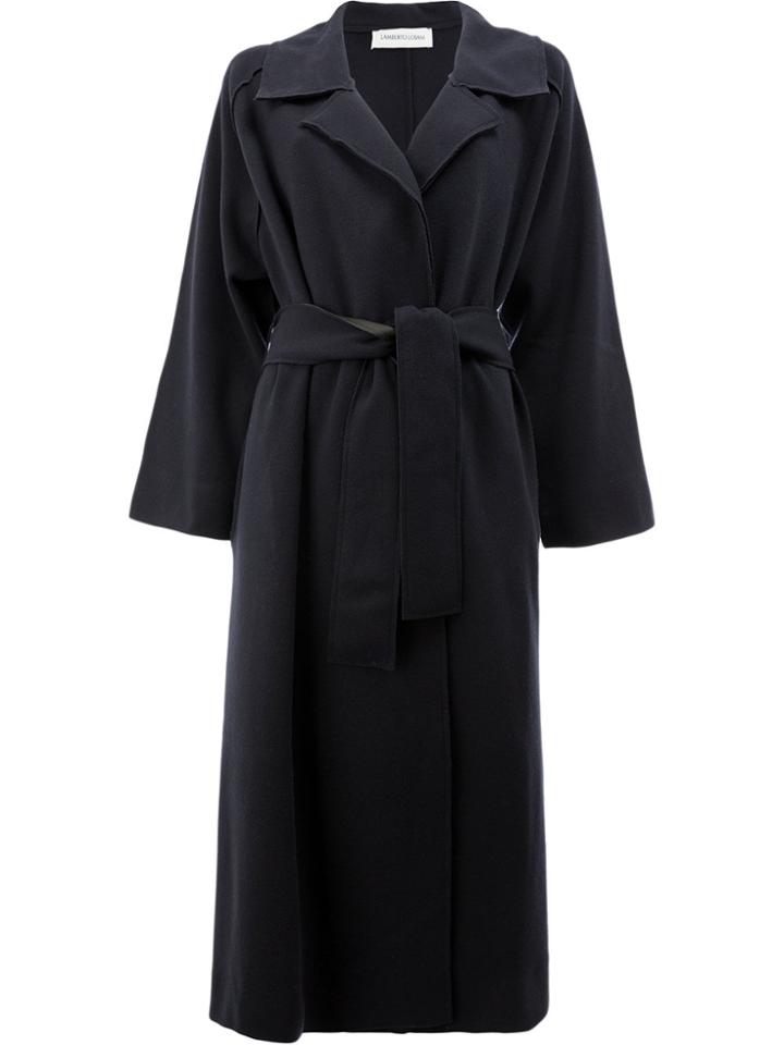 Lamberto Losani Long Belted Coat - Blue