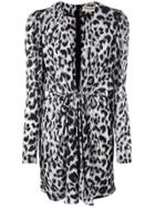 Saint Laurent Leopard Print Plunge Dress - Black