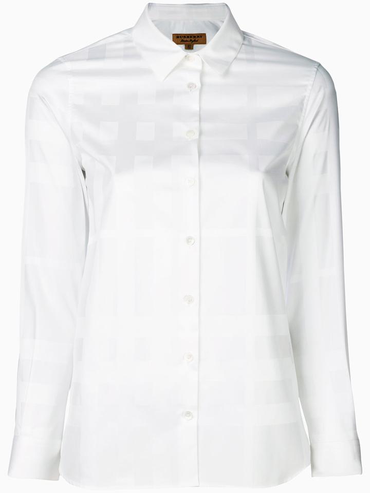 Burberry - Tonal Stripes Shirt - Women - Cotton - 4, White, Cotton