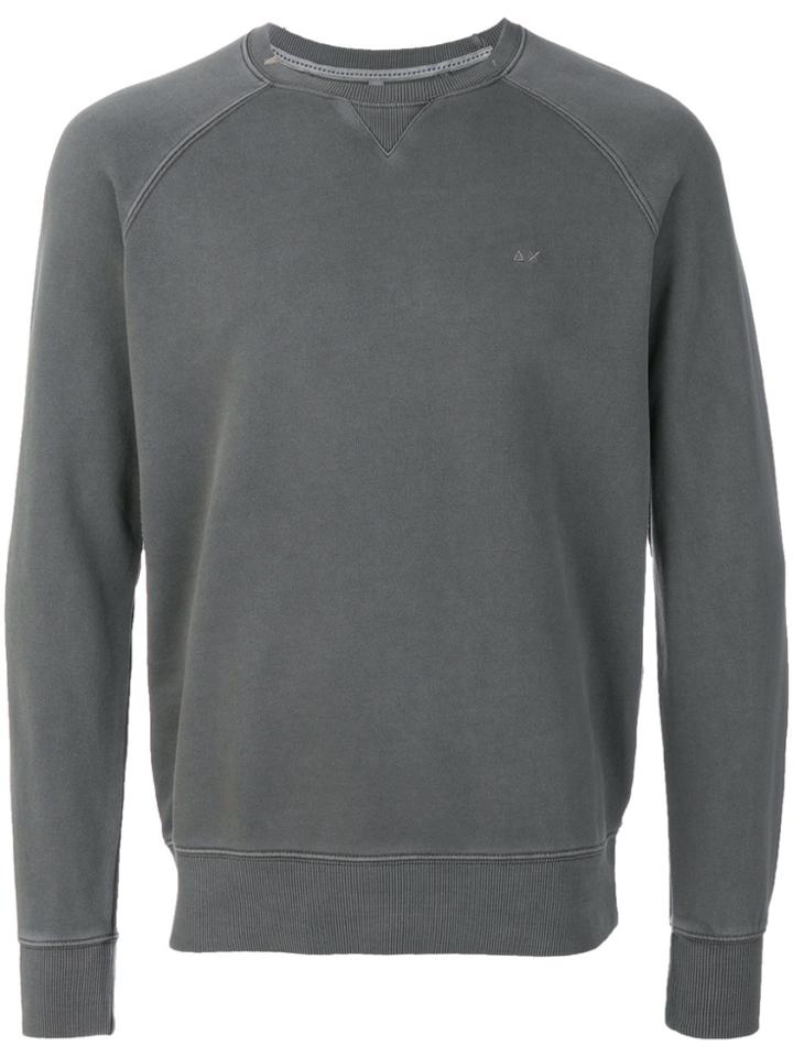 Sun 68 Logo Embroidered Sweatshirt - Grey