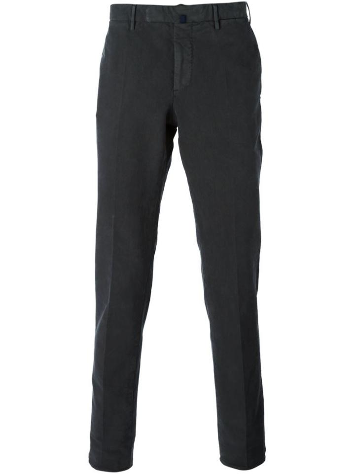 Incotex Straight Leg Chinos, Men's, Size: 54, Grey, Cotton/spandex/elastane