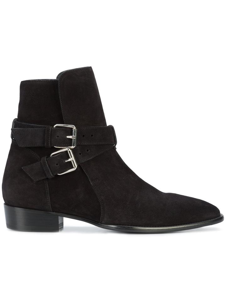 Amiri Buckle Detail Ankle Boots - Black